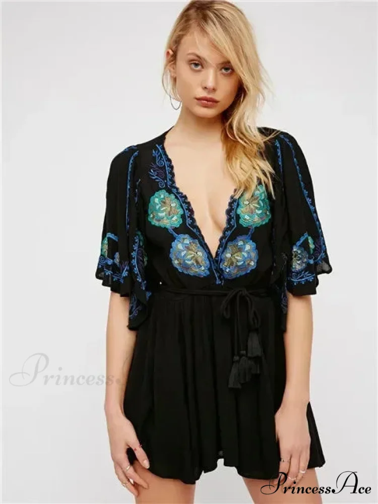 Curvy Size Button Up Chiffon Festive Boho Dress - Image 3