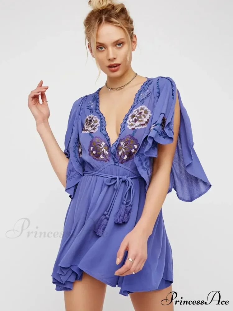 Curvy Size Button Up Chiffon Festive Boho Dress - Image 5