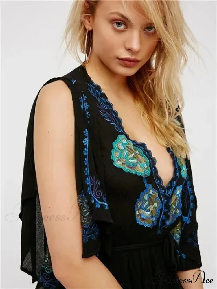 Curvy Size Button Up Chiffon Festive Boho Dress - Image 7