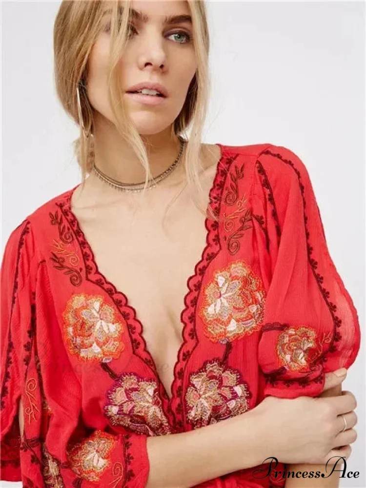 Curvy Size Button Up Chiffon Festive Boho Dress - Image 9