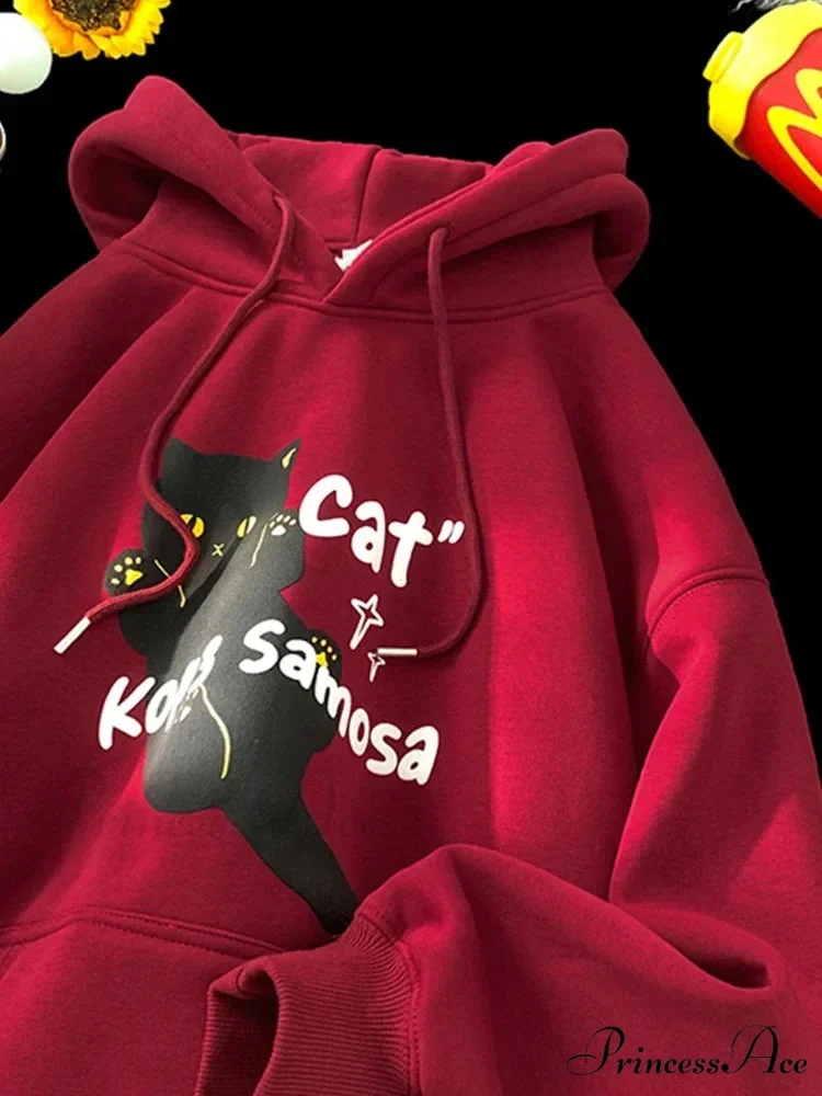 Cute Anime Feline Graphic Vintage Hoodie - Image 10