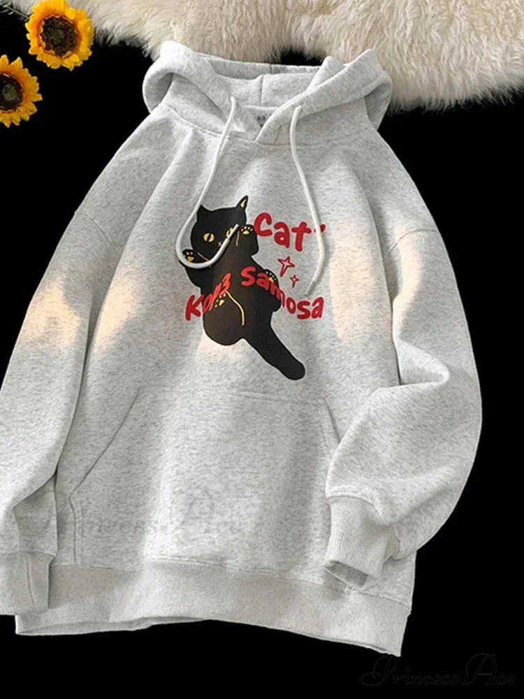 Cute Anime Feline Graphic Vintage Hoodie - Image 8