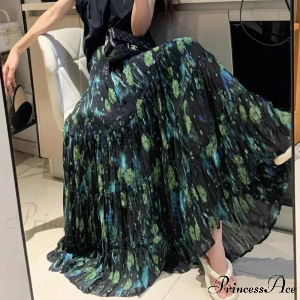 Cute Bohemian Floral Maxi Skirt Summer Vintage Romantic - Image 2