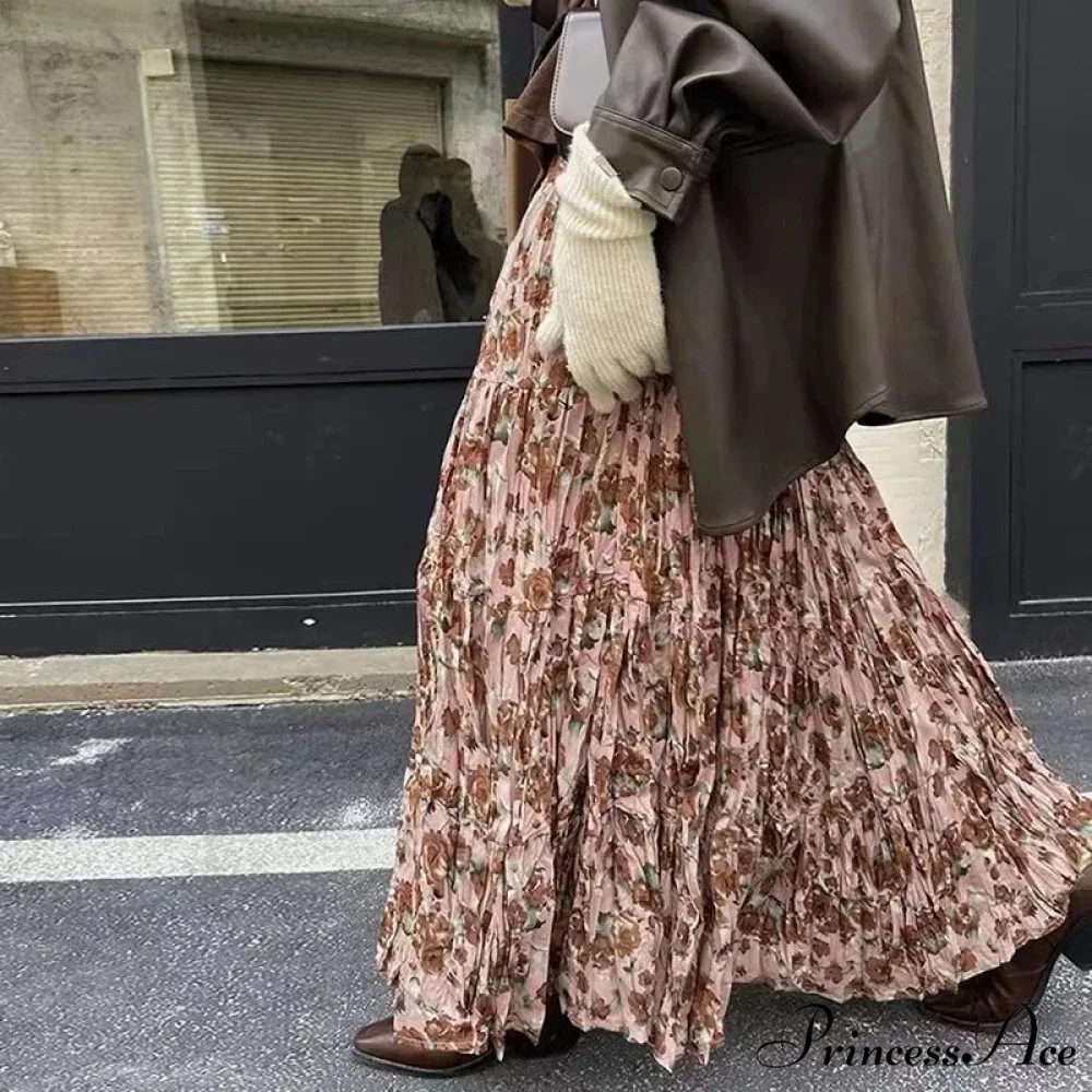 Cute Bohemian Floral Maxi Skirt Summer Vintage Romantic - Image 6