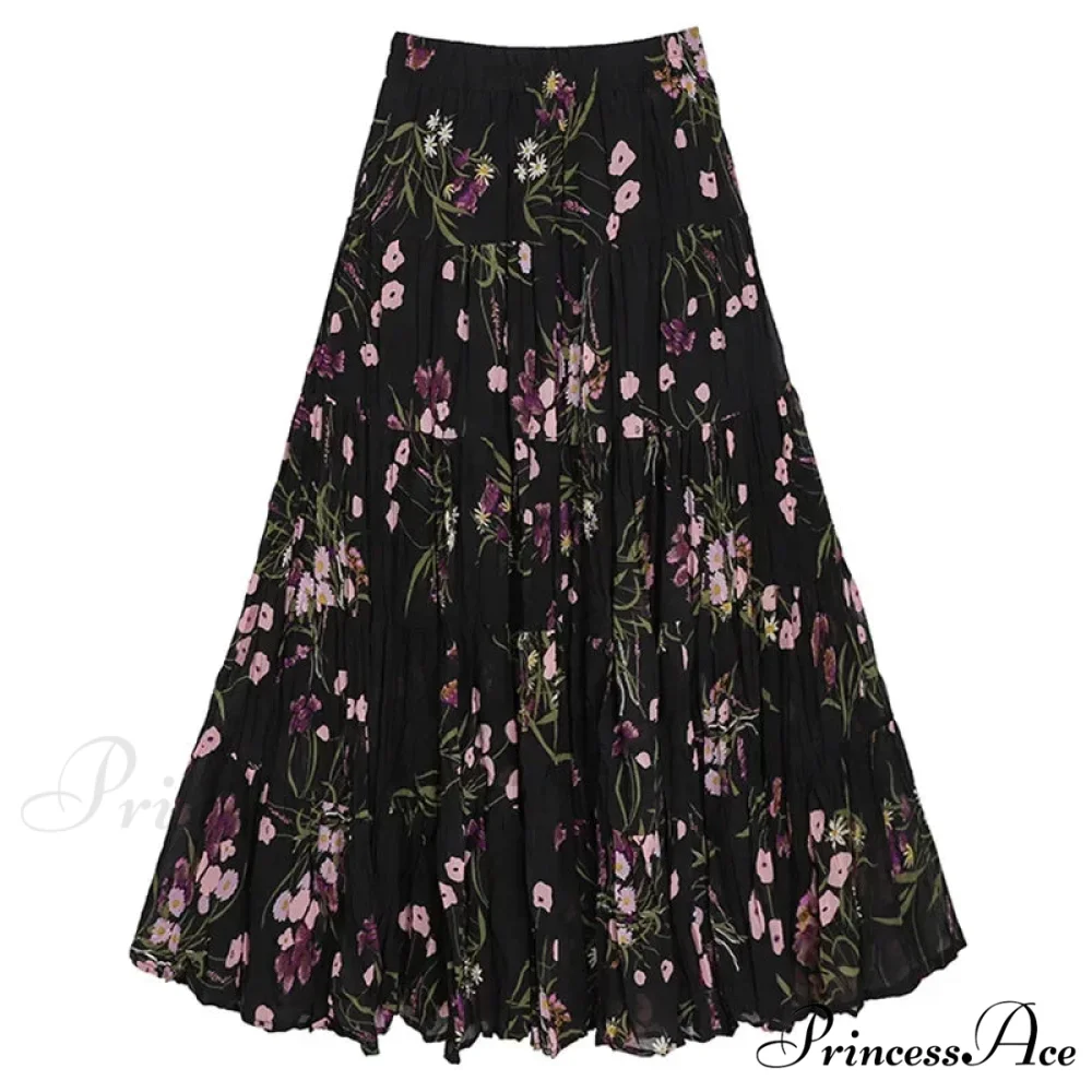 Cute Bohemian Floral Maxi Skirt Summer Vintage Romantic - Image 7