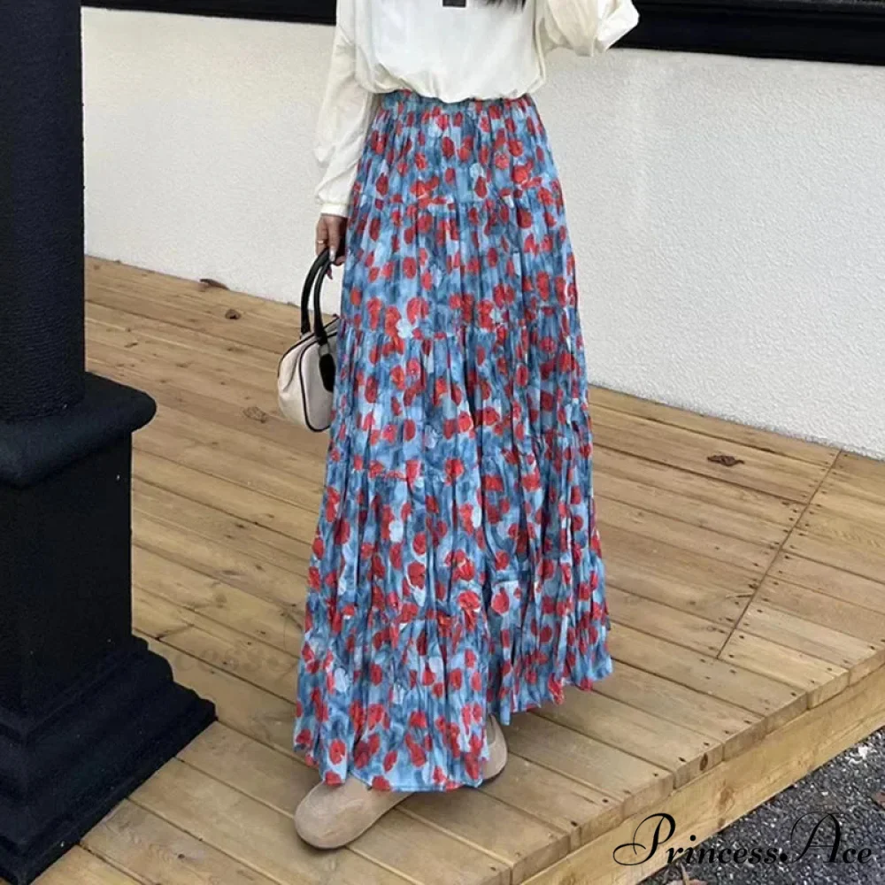 Cute Bohemian Floral Maxi Skirt Summer Vintage Romantic - Image 9