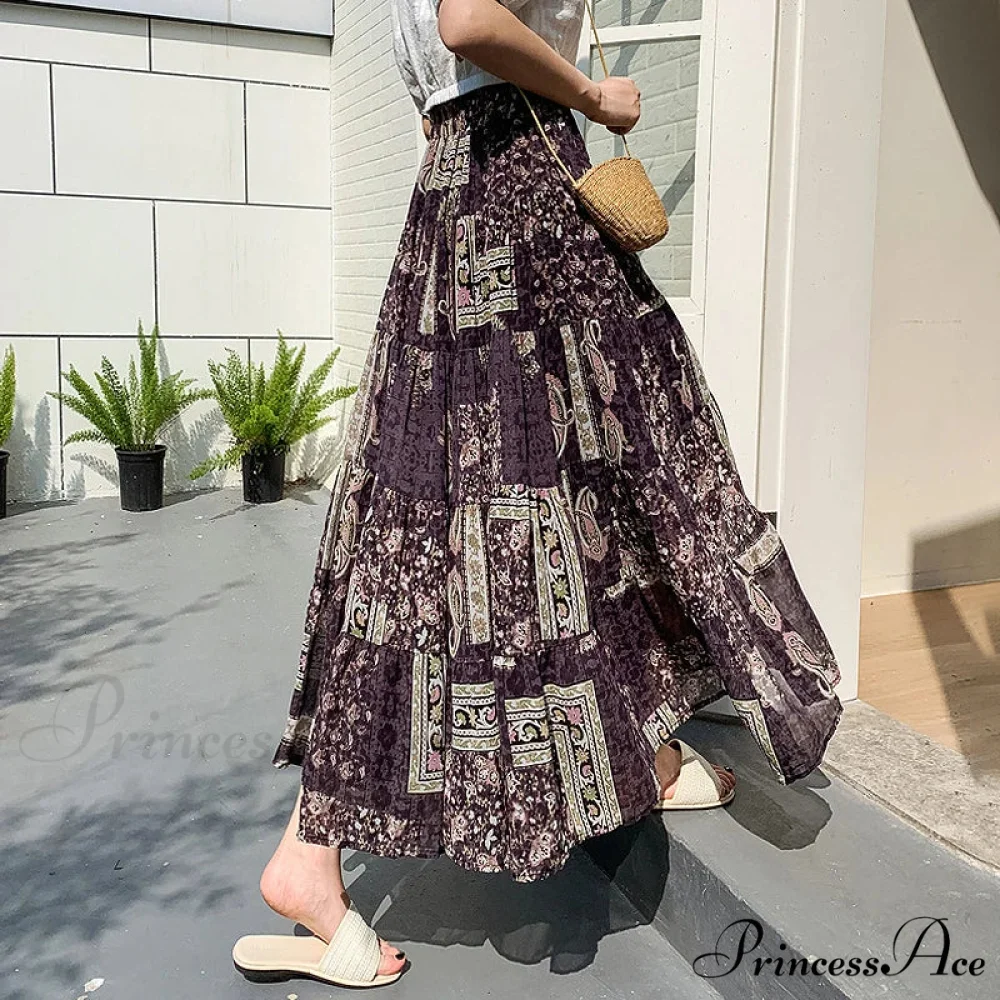 Cute Chiffon Patchwork Floral Tea Time Skirt - Image 4
