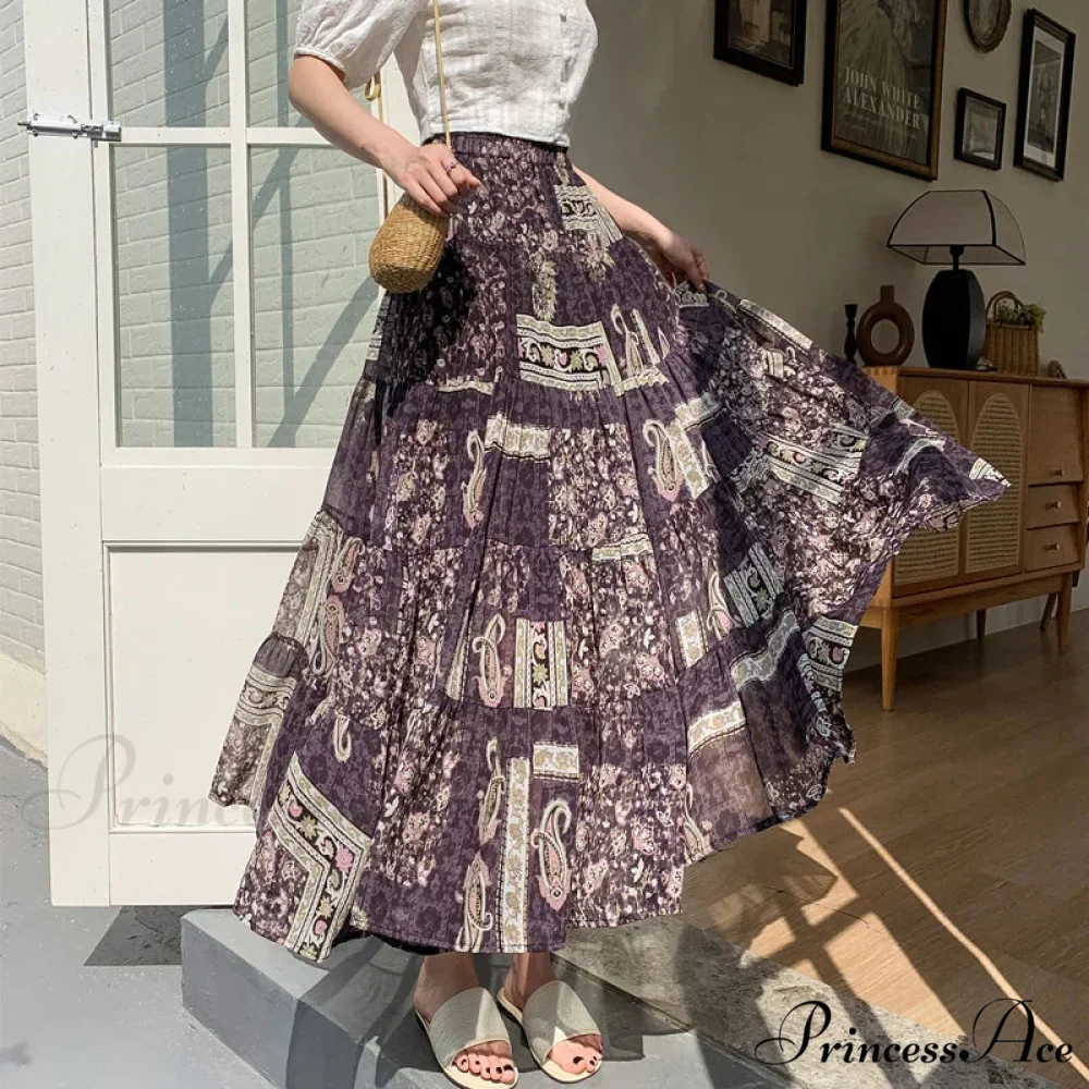 Cute Chiffon Patchwork Floral Tea Time Skirt - Image 5