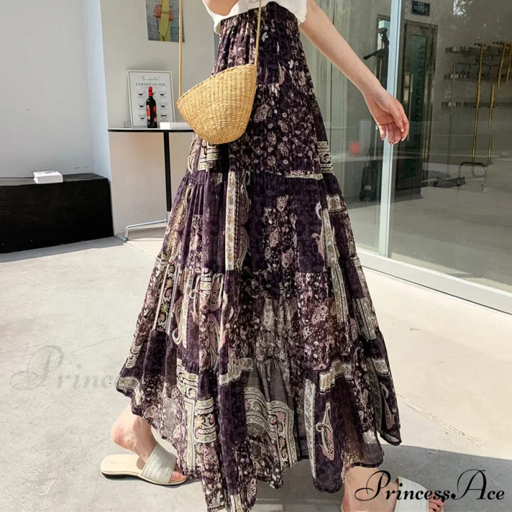 Cute Chiffon Patchwork Floral Tea Time Skirt - Image 6