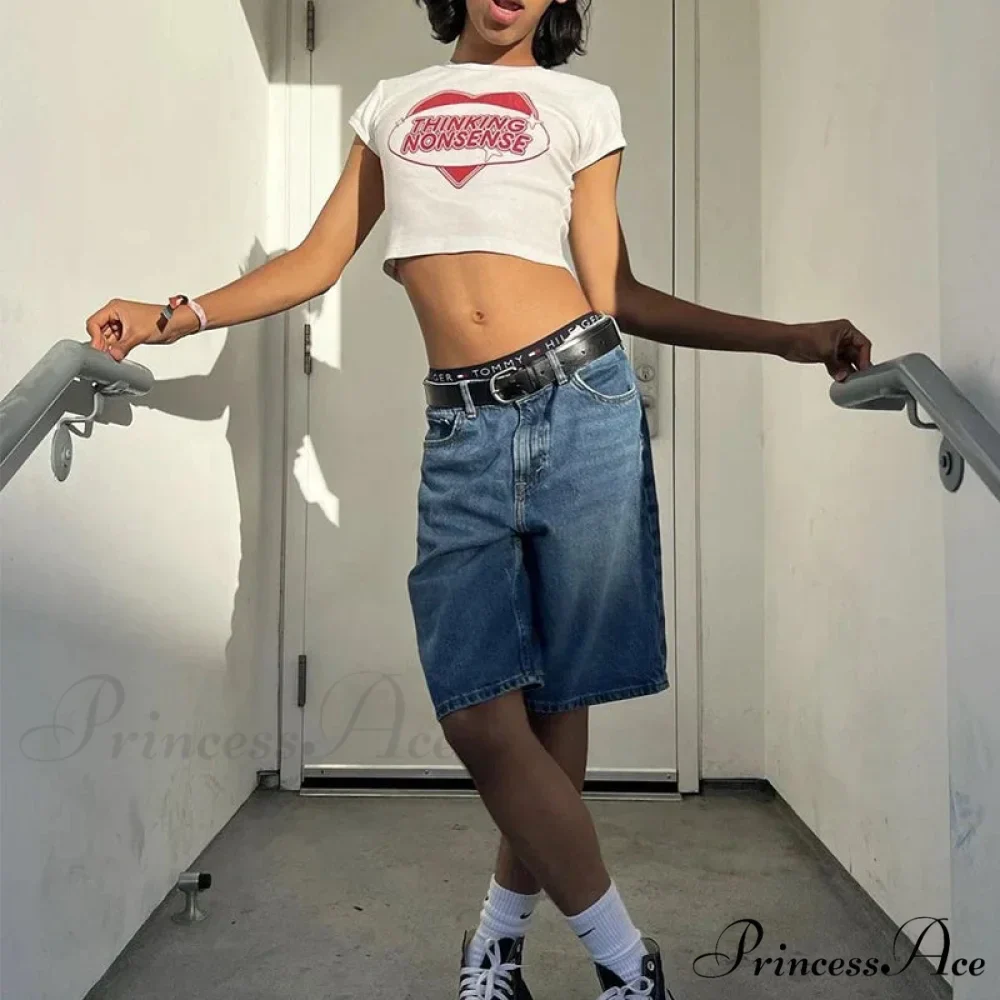 Cute Letter Graphic Print Crop Top T-shirt - Image 2