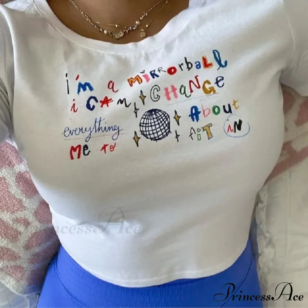 Cute Letter Print Crop Top T-shirt - Image 4
