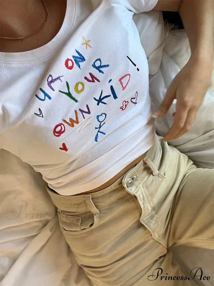 Cute Letter Print Crop Top T-shirt - Image 5