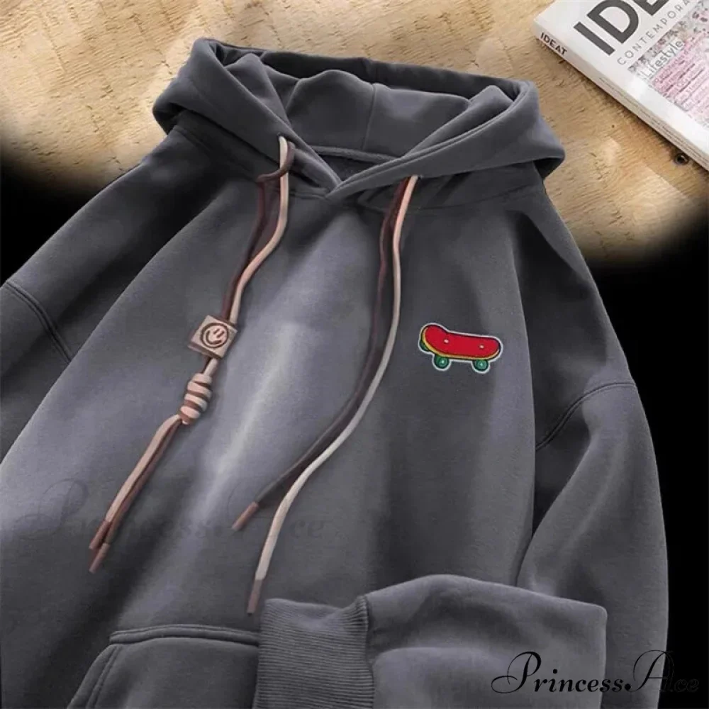 Cute Skateboard Graphic Cotton Fleece Hoodie - Image 4