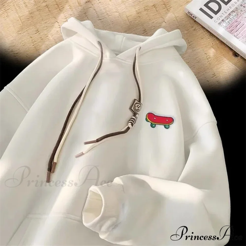 Cute Skateboard Graphic Cotton Fleece Hoodie - Image 6