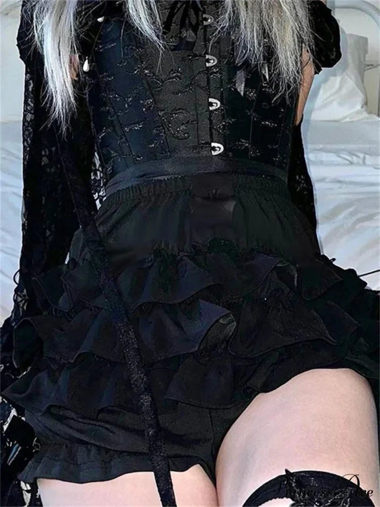 Dark Black Tiered Bloomer Short - Image 2