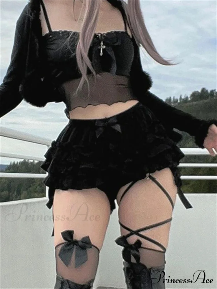 Dark Black Tiered Bloomer Short - Image 3