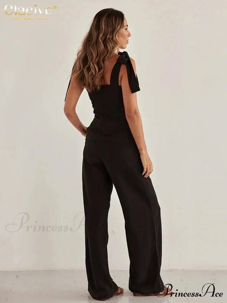 Dark Cotton Sleek Sleeveless Workplace Two Piece Set - Image 2