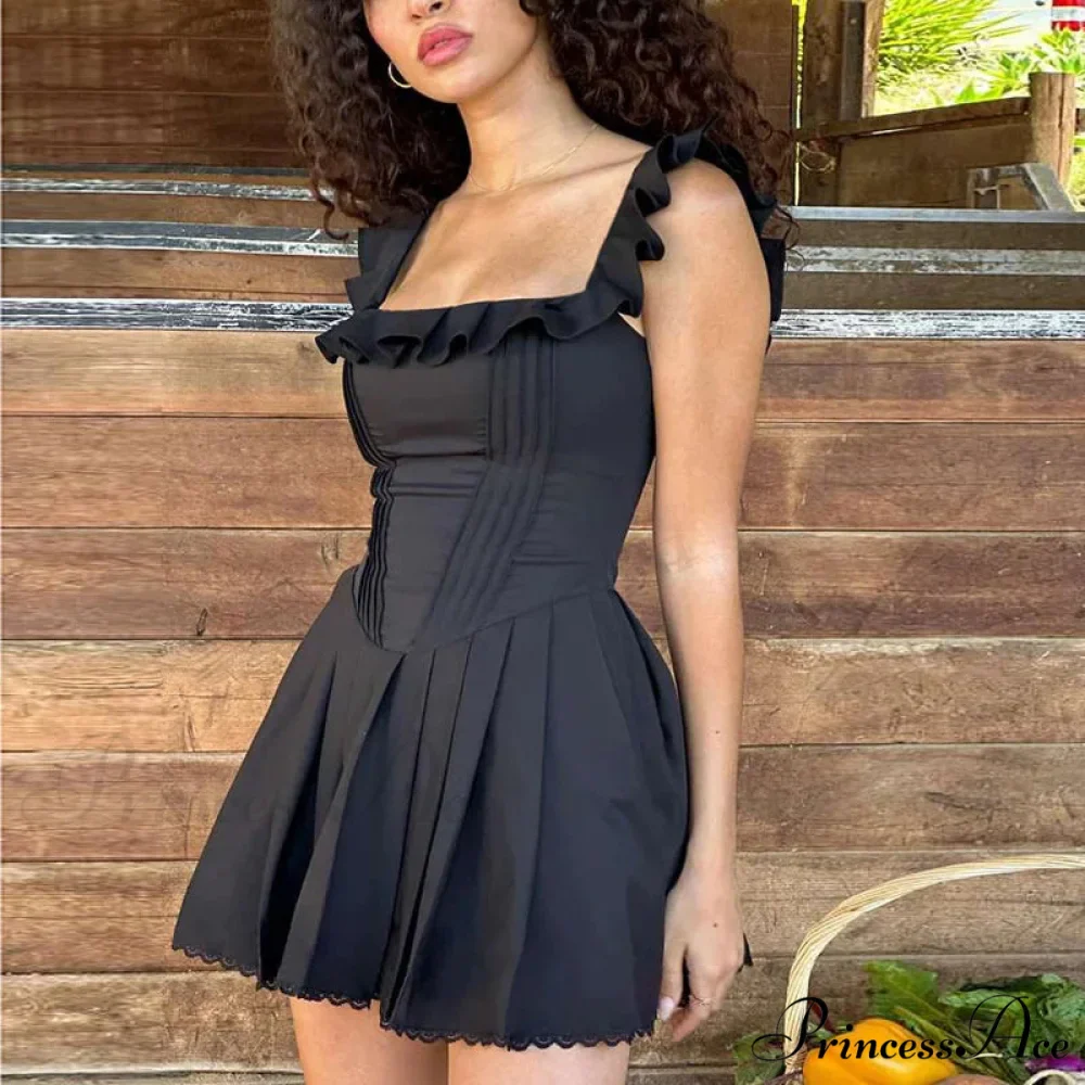 Dark Frills A-line Holiday Dress - Image 2