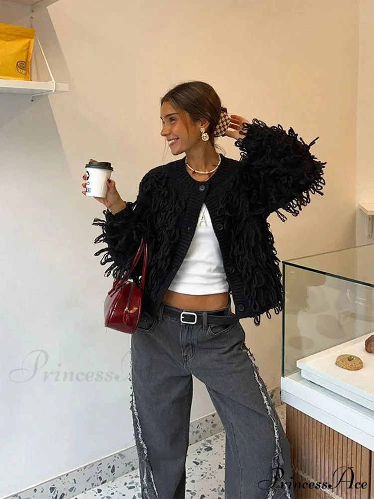 Dark Fringe Circular Neck Sweater - Image 2