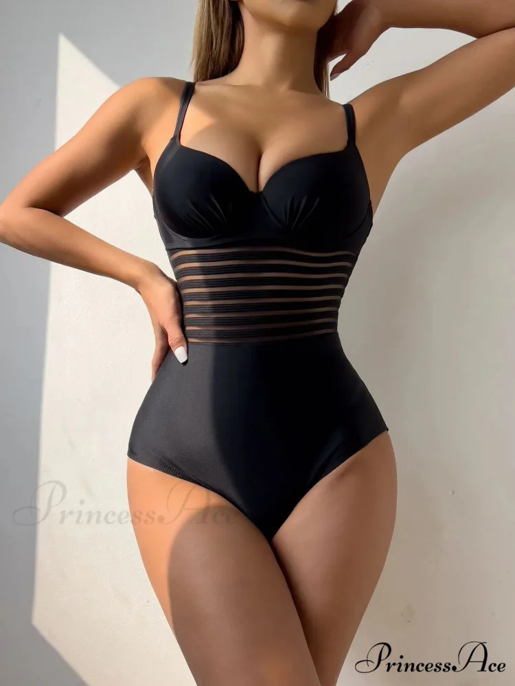 Dark Halter Boost Up Underwire Single Piece - Image 5
