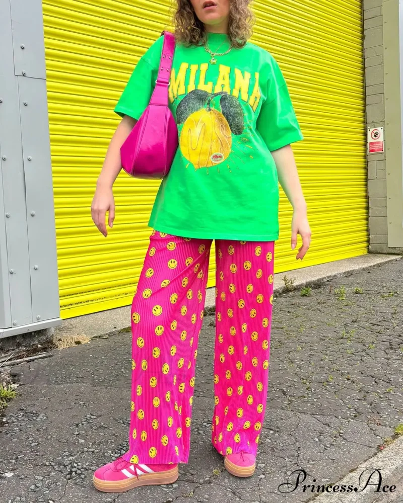 Dark Harajuku Adorable Citrus Graphic T-shirt - Image 2
