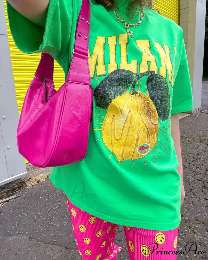 Dark Harajuku Adorable Citrus Graphic T-shirt - Image 5