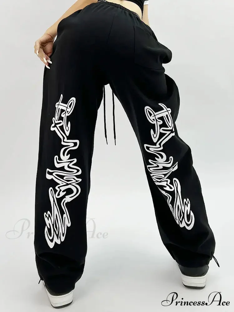 Dark Hip Hop Grunge Ebony Running Trousers - Image 4
