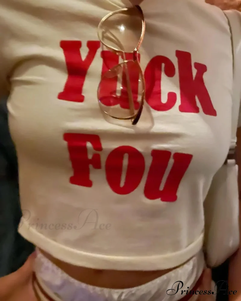 Dark Hip-Hop Letter Print Crop Top T-shirt - Image 4