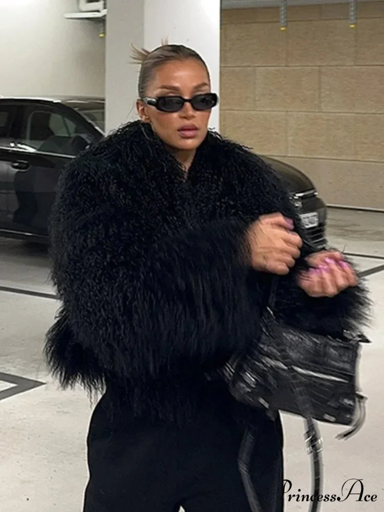 Dark Large Fluffy Winter Jacket