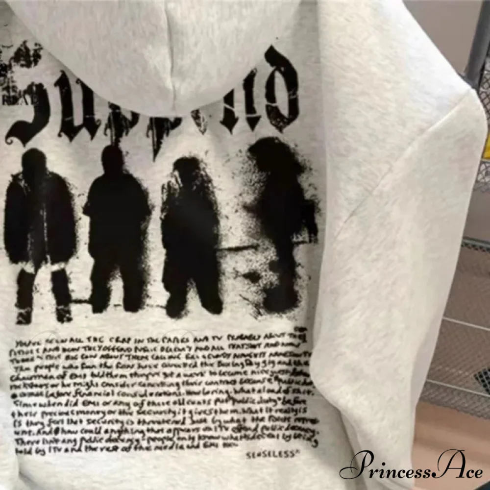 Dark Letter Graphic Baggy Fleece Hoodie - Image 4