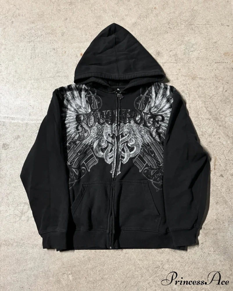 Dark Letter Print Autumn Hoodie - Image 2