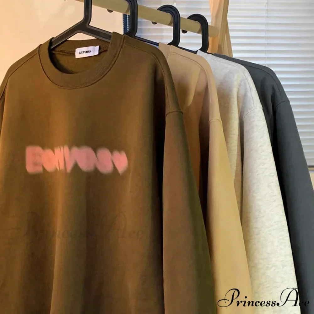 Dark Letter Print Cotton Sweatshirt - Image 3