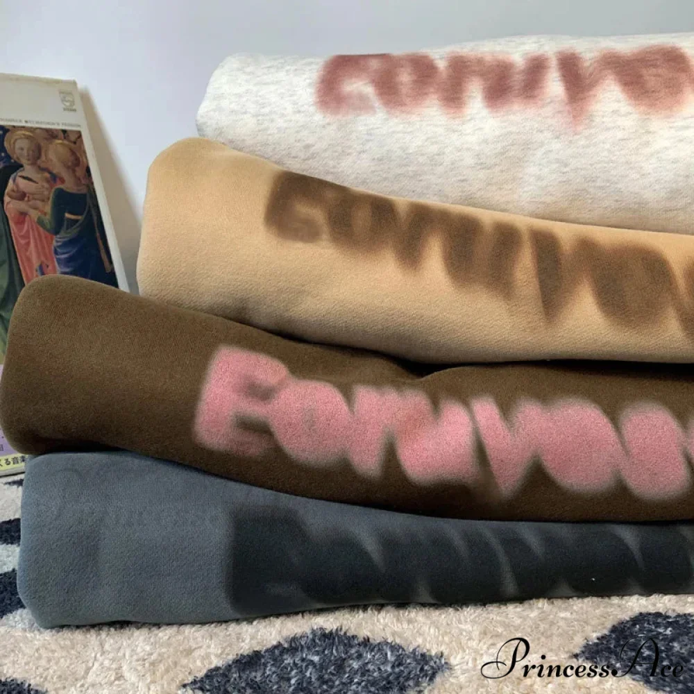 Dark Letter Print Cotton Sweatshirt - Image 4
