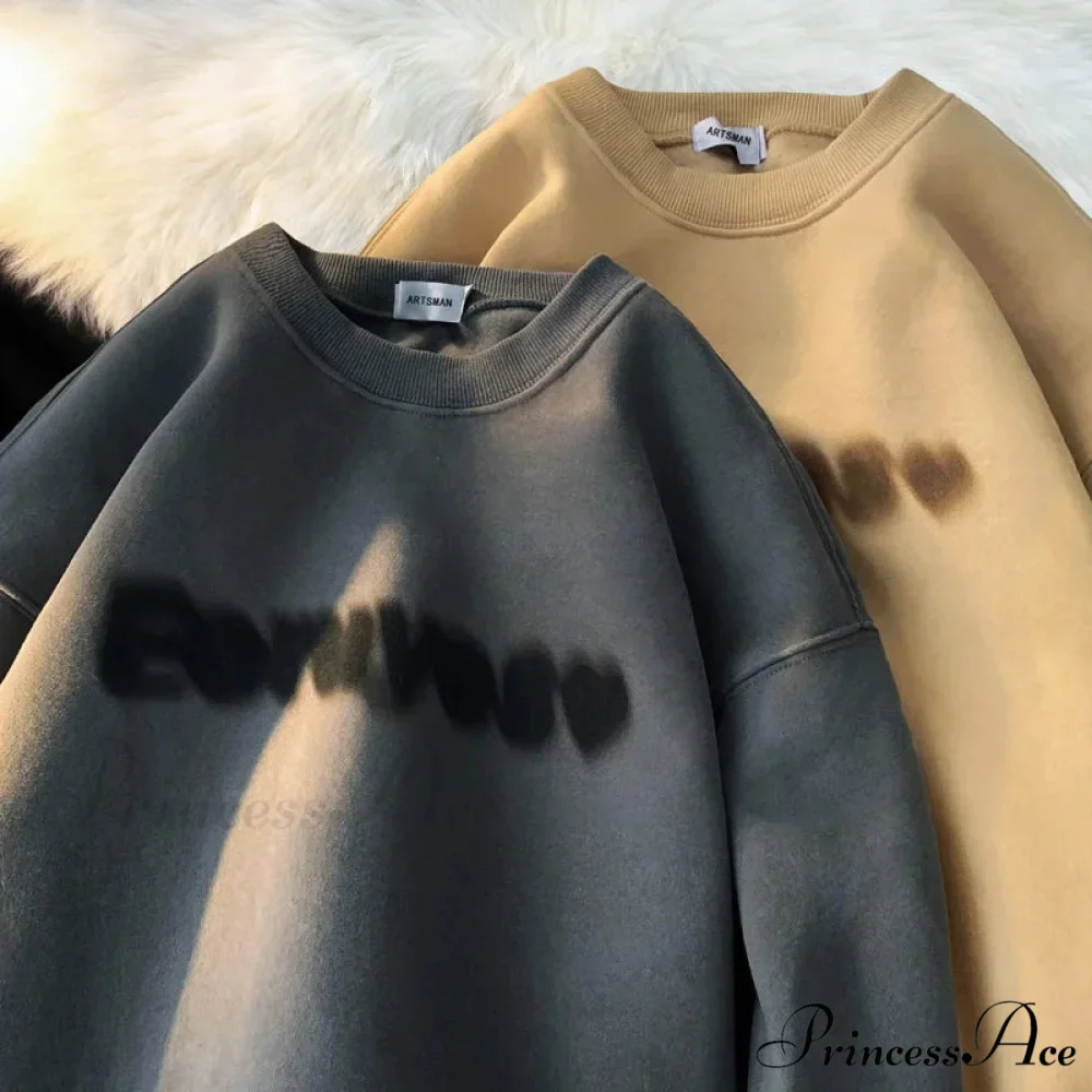 Dark Letter Print Cotton Sweatshirt - Image 5