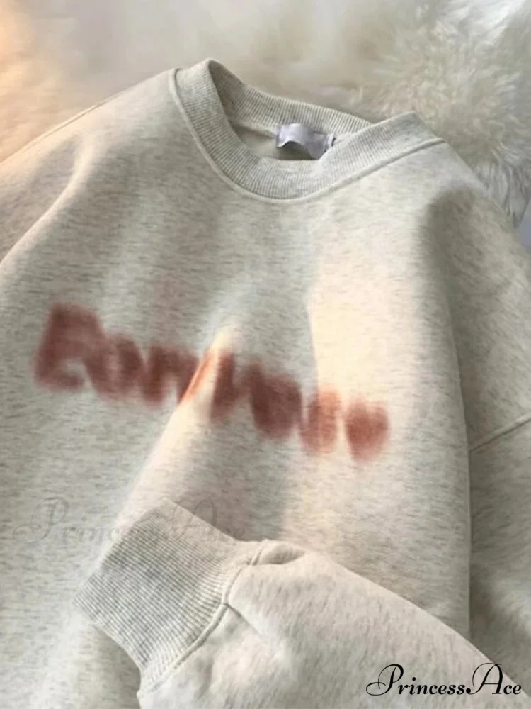 Dark Letter Print Cotton Sweatshirt - Image 7