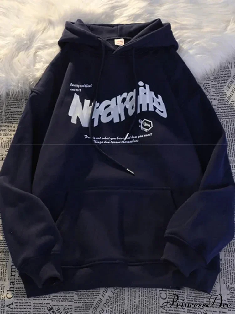 Dark Letter Print Informal Oversized Hoodie - Image 11