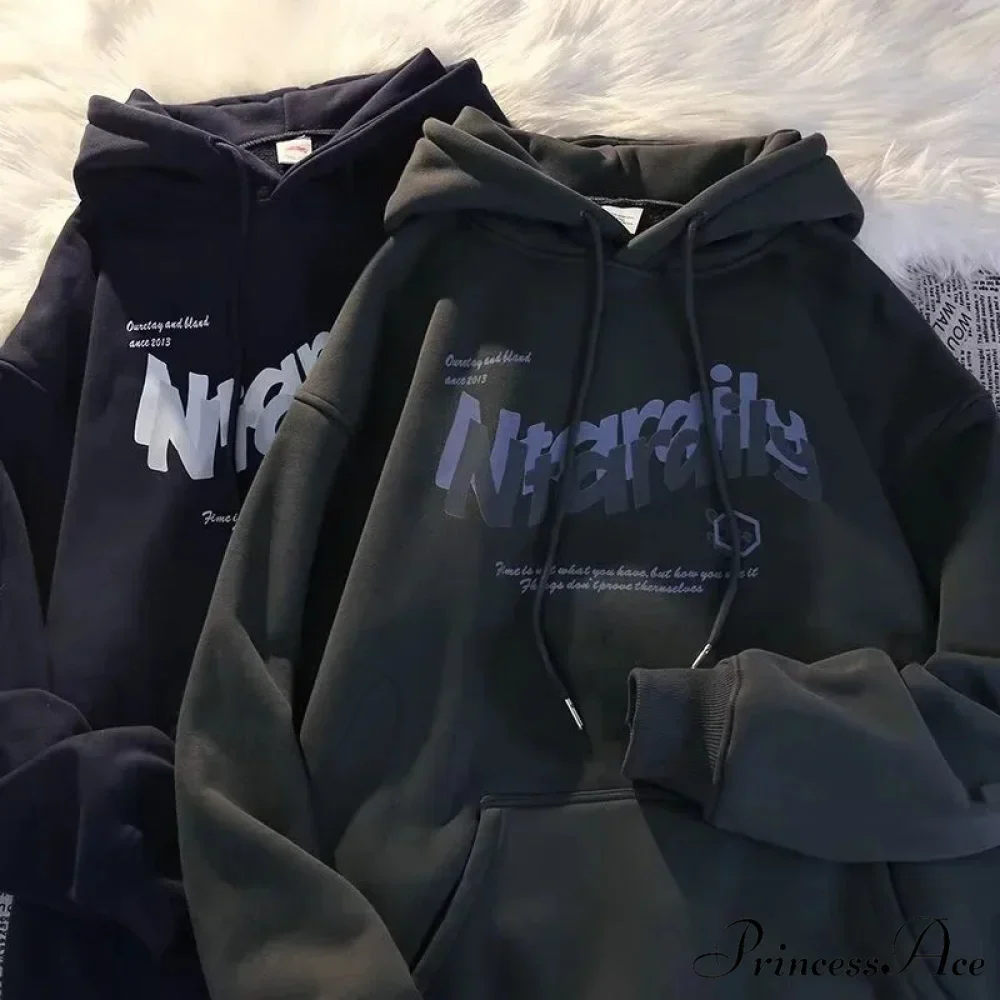 Dark Letter Print Informal Oversized Hoodie - Image 3