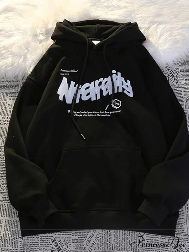 Dark Letter Print Informal Oversized Hoodie - Image 7