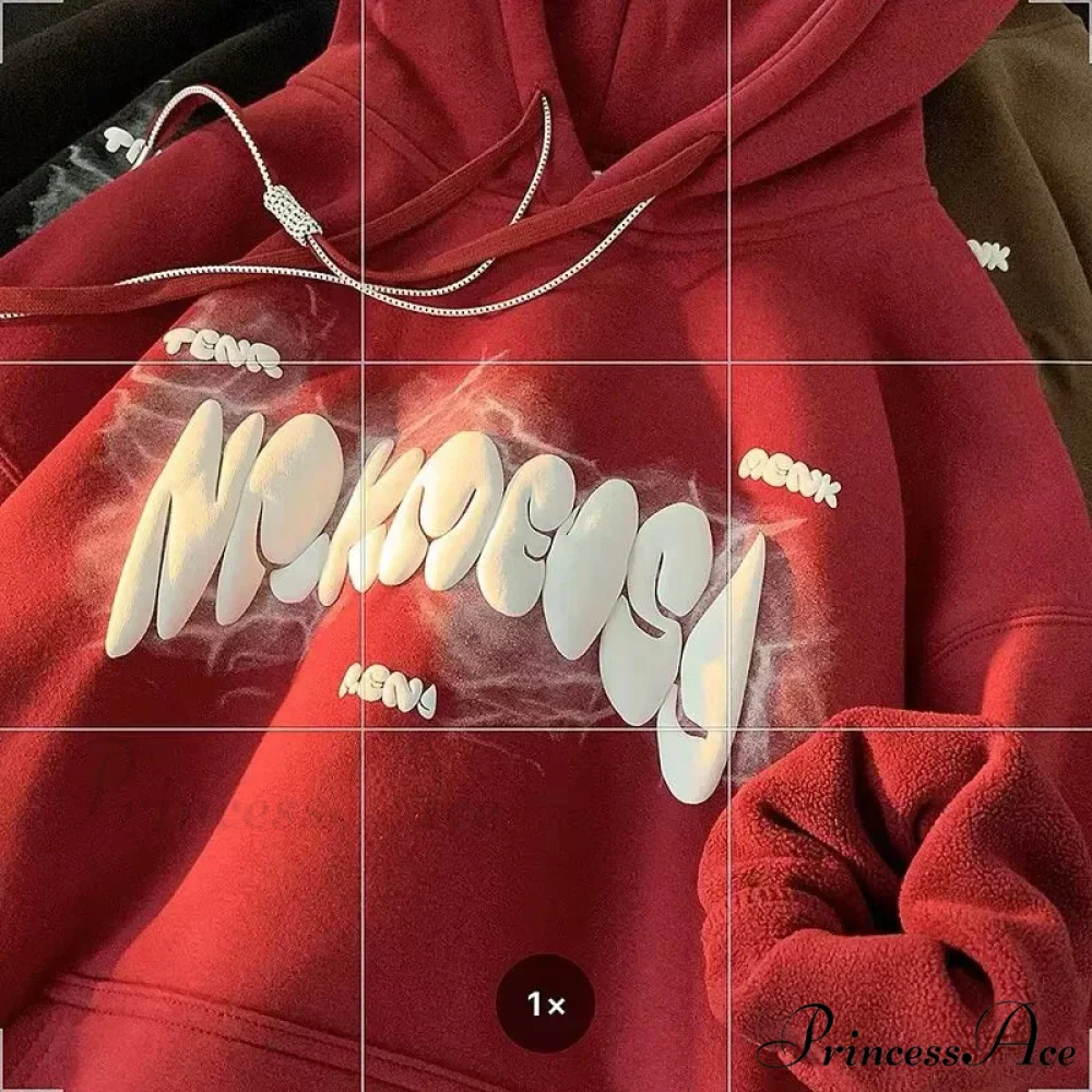 Dark Letter Print Y2K Retro Hoodie - Image 3