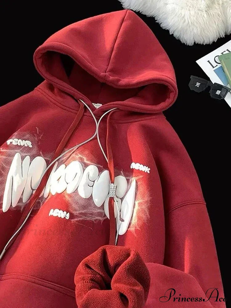 Dark Letter Print Y2K Retro Hoodie - Image 9