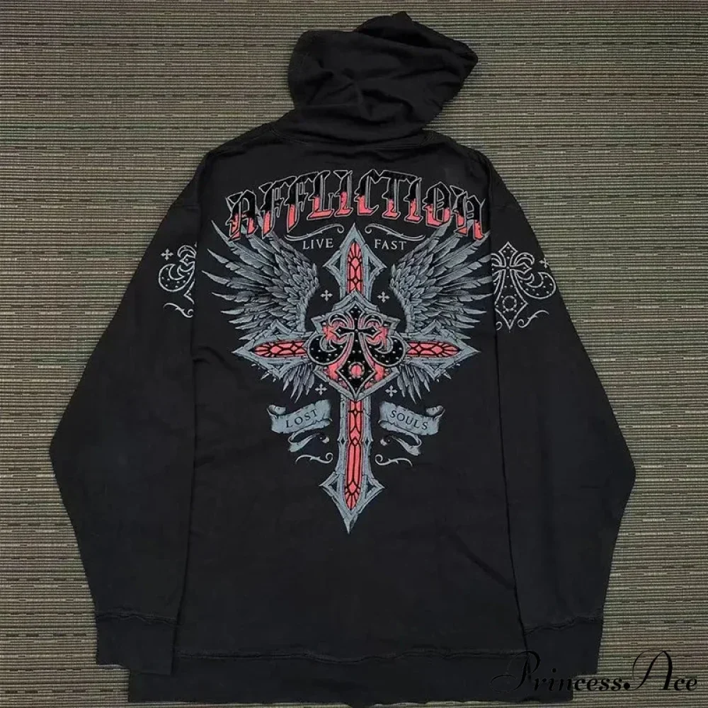 Dark Long Sleeve Zipper Hoodie - Image 12