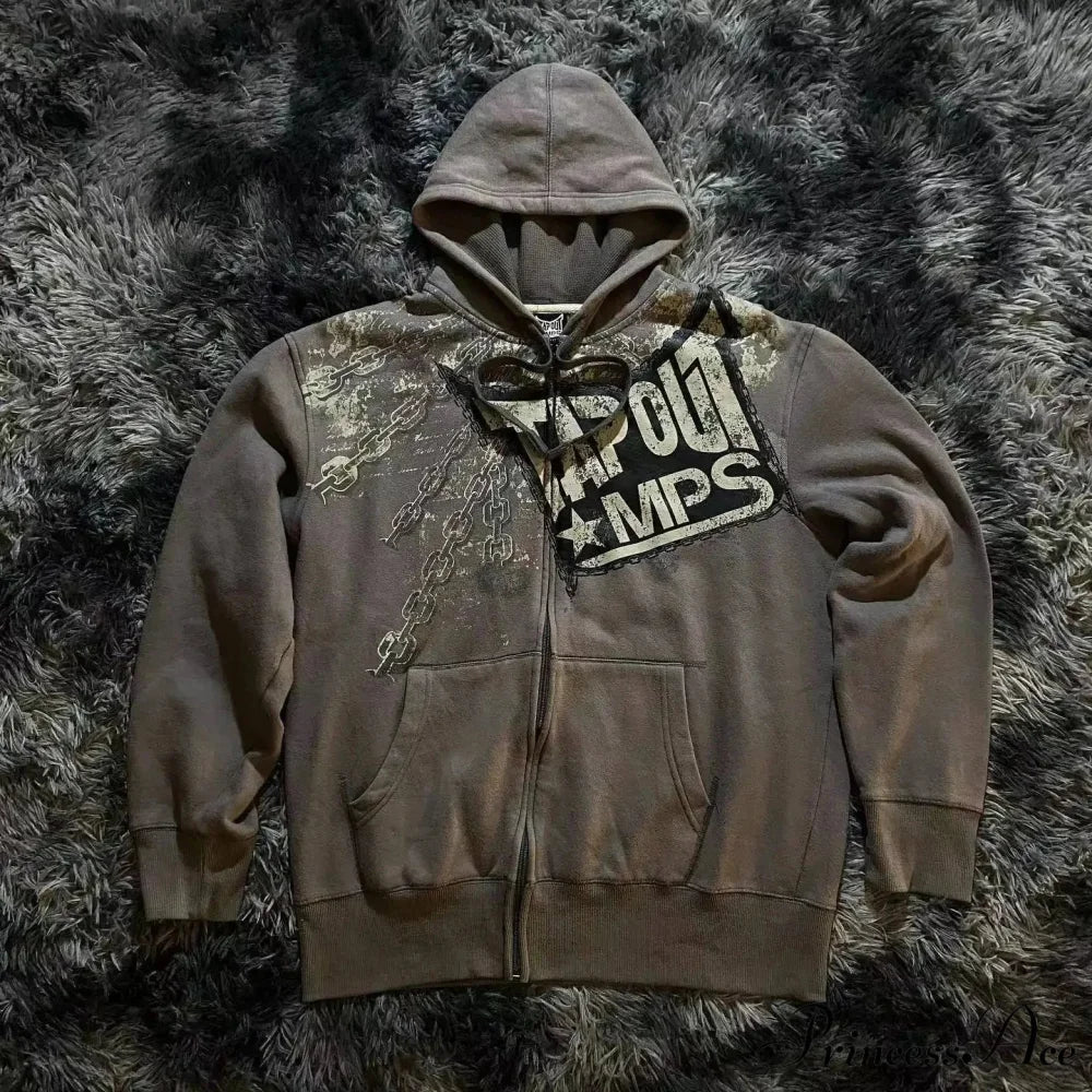 Dark Long Sleeve Zipper Hoodie - Image 17