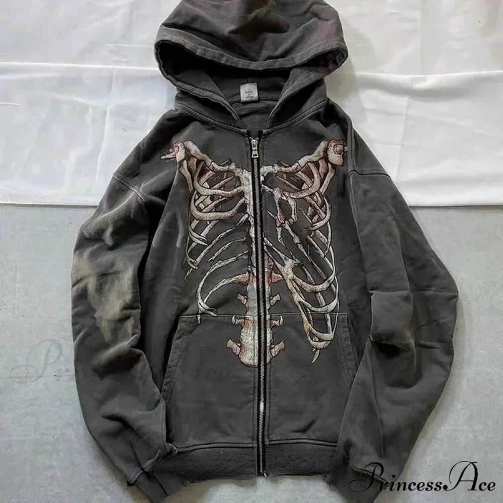 Dark Long Sleeve Zipper Hoodie - Image 2