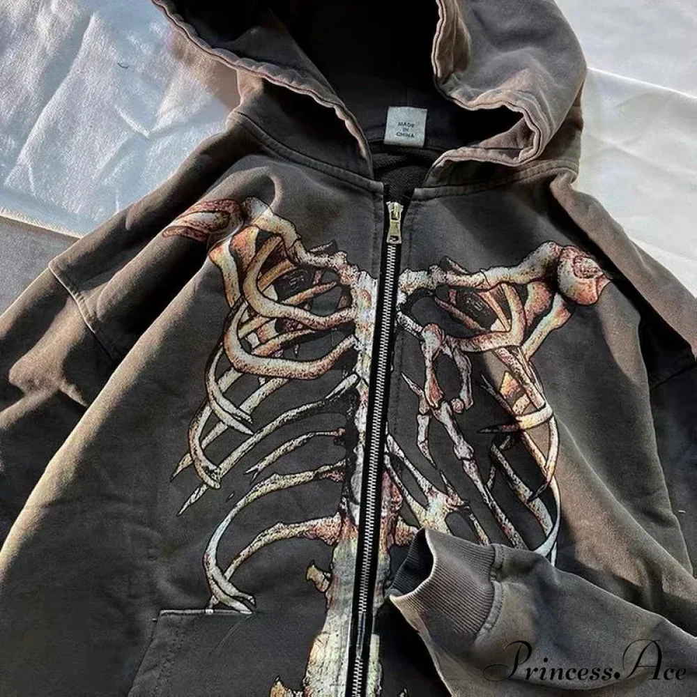 Dark Long Sleeve Zipper Hoodie - Image 3