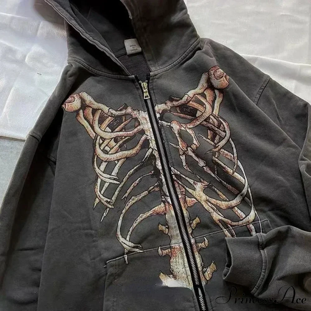 Dark Long Sleeve Zipper Hoodie - Image 4