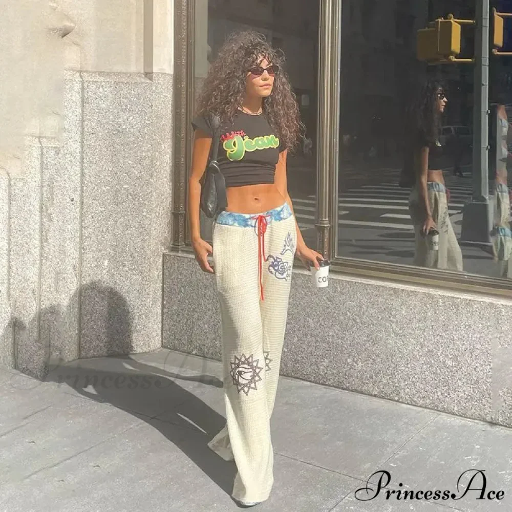 Dark Print 2000s Women Grunge Trousers - Image 3