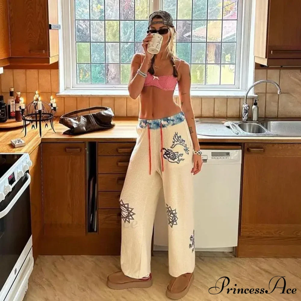 Dark Print 2000s Women Grunge Trousers - Image 4