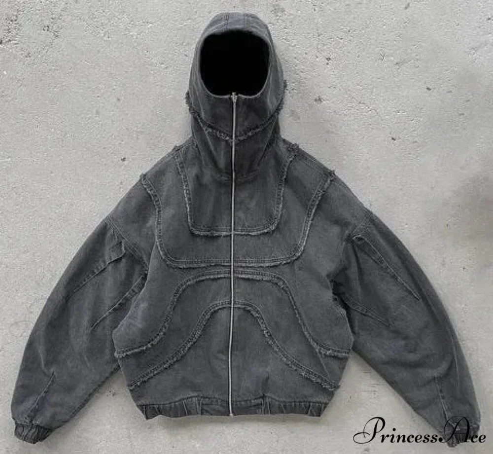 Dark Punk Faded Zipper Hoodie - Image 11