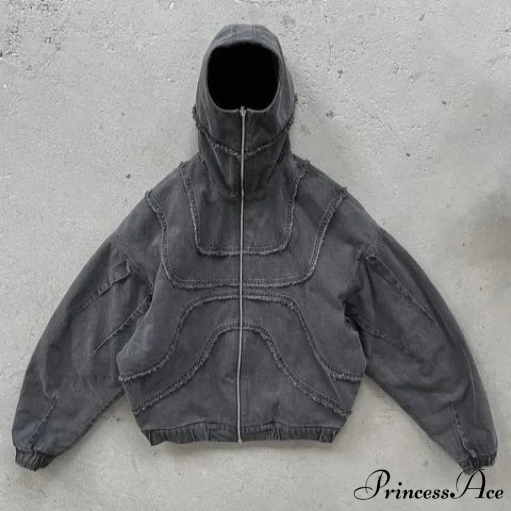 Dark Punk Faded Zipper Hoodie - Image 2