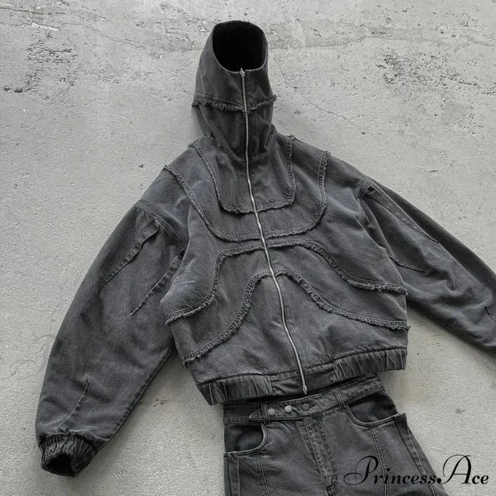 Dark Punk Faded Zipper Hoodie - Image 3